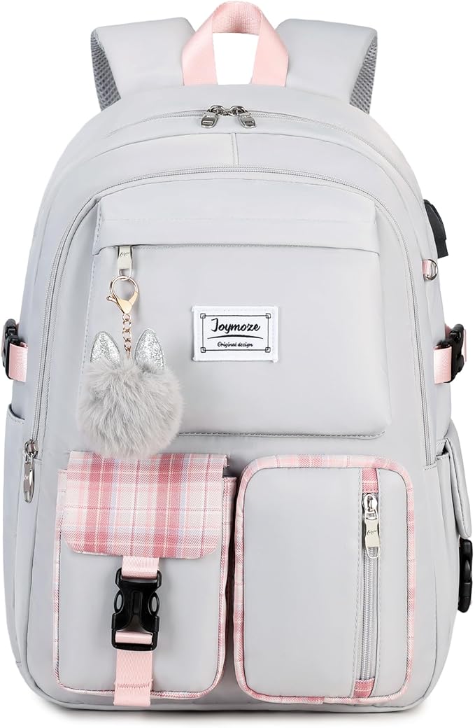 Joymoze Women Fashion Travel Backpack Set Roomy Laptop Rucksack Set Casual Daypack for Girl Grey