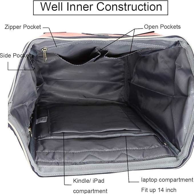 Himawari Laptop Backpack Travel Backpack With USB Charging Port Large Diaper Bag Doctor Bag School Backpack for Women&Men(9001-Navy Blue)