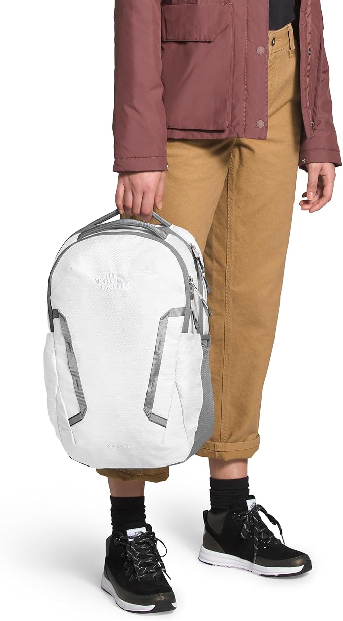 The North Face Women's Vault Everyday Laptop Backpack - Commuter Travel Bag, Water-Repellent, Spacious Main Compartment, TNF White Metallic Mélange/Mid Grey-NPF, One Size