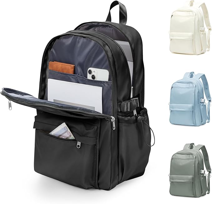 Black School Backpack for Teen Girls Lightweight College Backpack Women Travel Backpacks Waterproof High School Bookbag for Men Classic Casual Daypacks