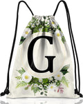 Initial Letter Drawstring Backpack String Sports Gym Bags Waterproof Sackpack Cute for Men Women Beach (13"×17") (Letter-G)