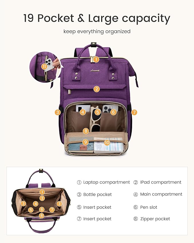LOVEVOOK Laptop Backpack for Women with Giant Tumbler Holder Pocket,17 inch Waterproof Travel Backpack Purse Computer Laptop Bag,Professional Work College Nurse Teacher Backpack Daypack,Grayish Blue