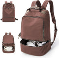 BJLFS Gym Backpack for Women Men with Expandable Shoe Compartment, Mini Foldable Outdoor Weekender Hiking Bag Sports Backpack for Swimming Fitness Yoga Dancing, Blue Brown