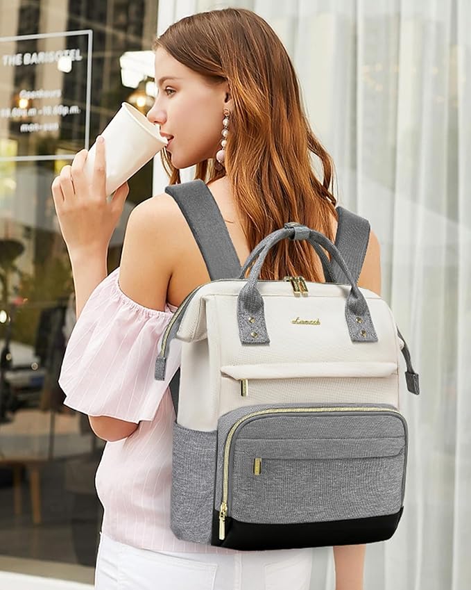 LOVEVOOK Mini Backpack for Women, Cute Small Backpacks Purse, Fashion Bag for Work Travel Gift, Lightweight Daypack, White-Grey