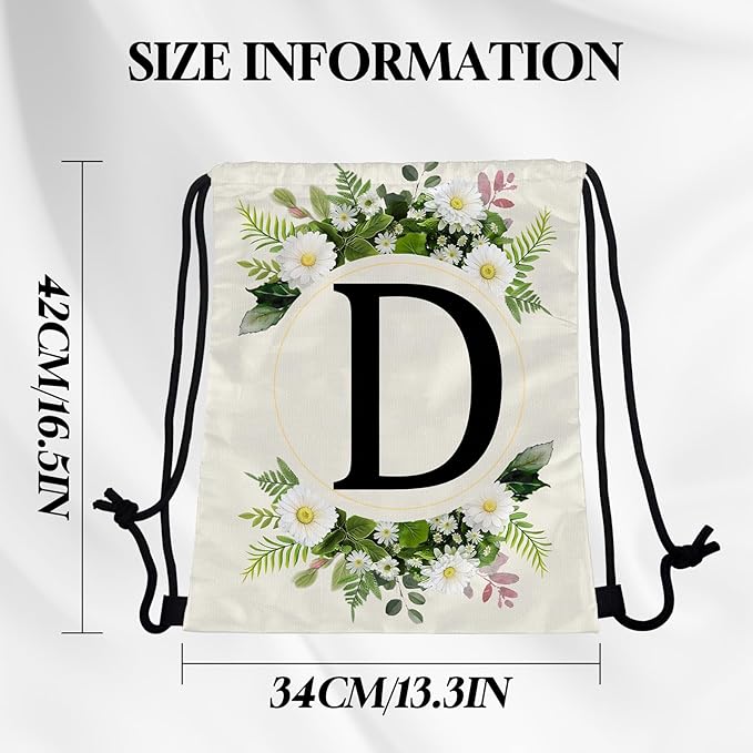 Initial Letter Drawstring Backpack String Sports Gym Bags Waterproof Sackpack Cute for Men Women Beach (13"×17") (Letter-D)