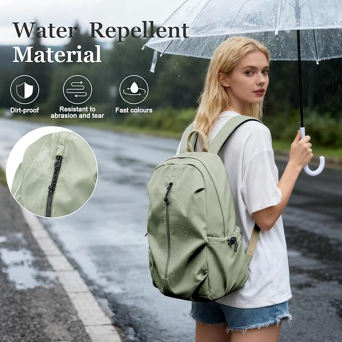 weradar Simple School Backpack For Men Women,Waterproof Bookbag For Teens Girls Boys,Lightweight Casual Daypacks College Backpack,Cute High School Bag(Green)