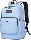Classic Casual Backpack, Lightweight Daypack with 10 Pockets, Laptop Compartment, EVA Foam Pad (Light blue)