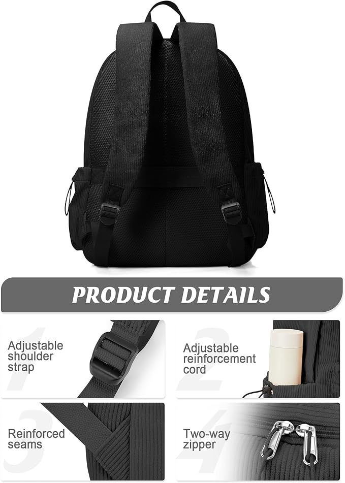 Classic Black Backpacks For School Teens Girls Boys, Lightweight Casual Daypacks Middle Students Backpck, Cute High School Bookbag, Simple College Backpack for Women Men