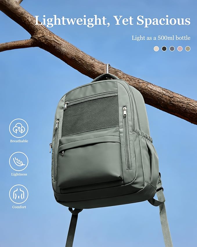 Cute High School Backpack for Women Men, Large Capacity Middle School Bag, Lightweight Bookbag for Teens Boys Girls, Waterproof College Backpack with lots of Pockets, Green