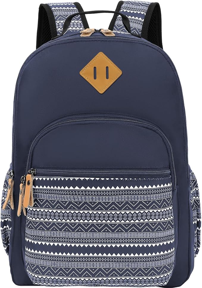 Leaper Geometric Backpack for School Laptop Backpack for Men Women Water-resistant Bookbags Travel Backpack Girls Dark Blue