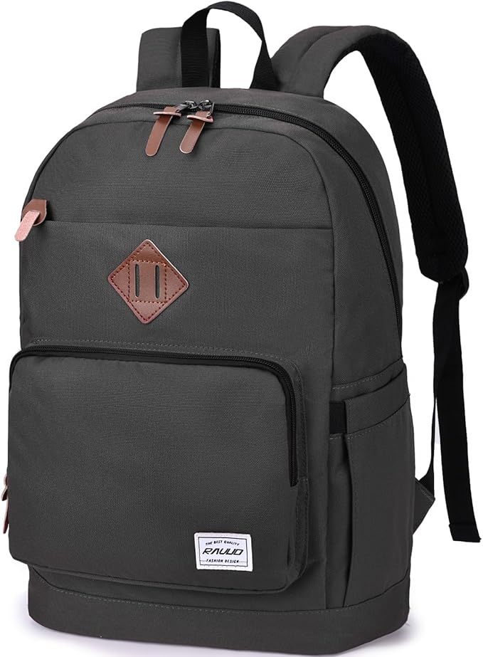 RAVUO School Backpack for Men Women, Water Resistant 15.6 inch Laptop Bag College Bookbag Casual Daypack Travel Rucksack