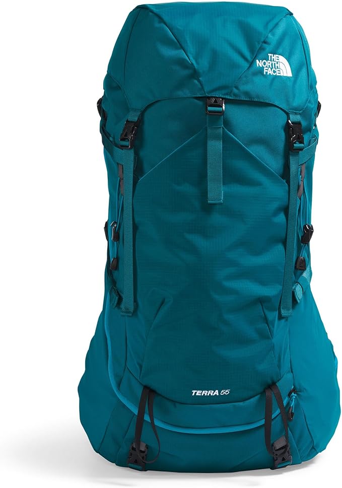 The North Face Women's Terra 55 Backpack - Hiking Pack, Women-Specific Fit, Cinch-Top Opening, Pole & Ice Axe Attachments, Blue Moss/Sapphire Slate-NPF, Medium/Long
