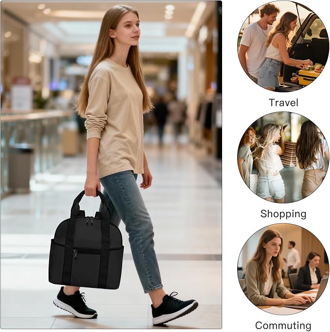 Women’s Backpack Purse Medium Size with Trolley Sleeve, Adjustable Strap/Top Handle, Water Resistant Travel Daypack, Black