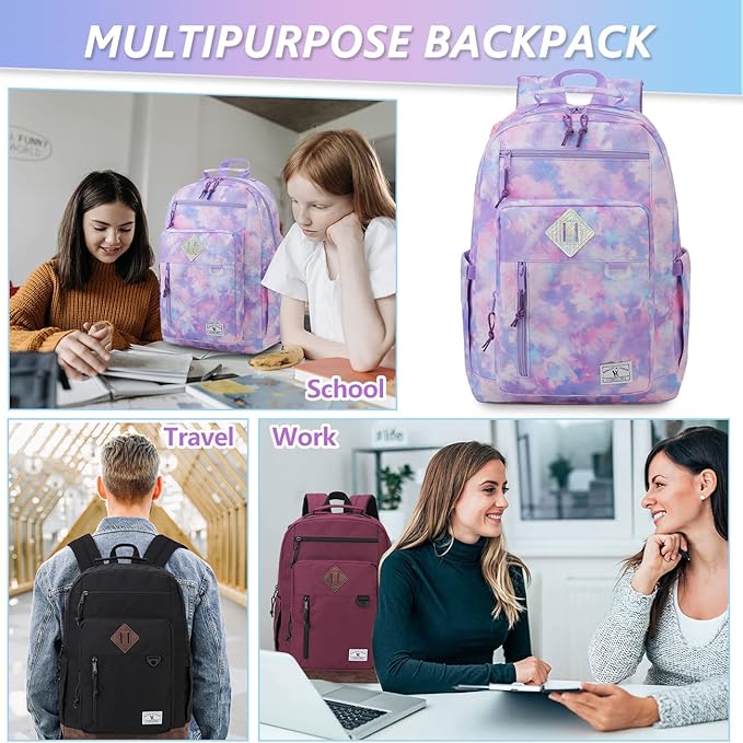 VX VONXURY Backpack for Men Women,Lightweight Bookbag with Mulitiple Pockets,Classical Water Resistant Travel Backpack