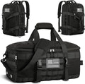 ETRONIK Gym Bags for Men, Large Tactical Duffle Bag Backpack with Shoe Compartment, 3 in 1 Carry on Bag Travel Backpack with Wet Pocket, Weekender Overnight Range Bag for Workout Football Gym, Black
