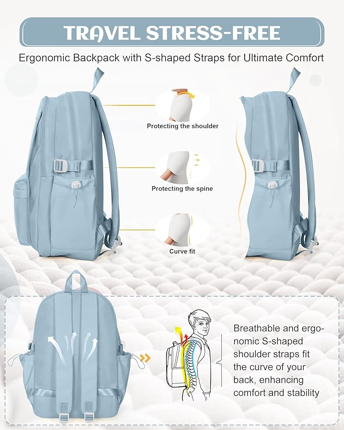 School Backpack for Teen Girls Lightweight College Backpack Women Travel Backpacks Waterproof High School Bookbag for Men Classic Casual Daypacks(Blue)