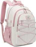 Teen Backpack for Girls, Women Bookbag for College Students Middle High School, Aesthetic Schoolbag Back Pack, White Pink