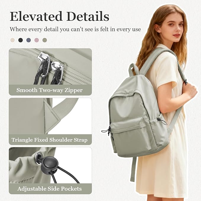 Lightweight Basic Backpack For High School,College Bookbag For Womens,Travel Laptop Backpacks For Teen Girls,School Bag Casual Daypack(Green)