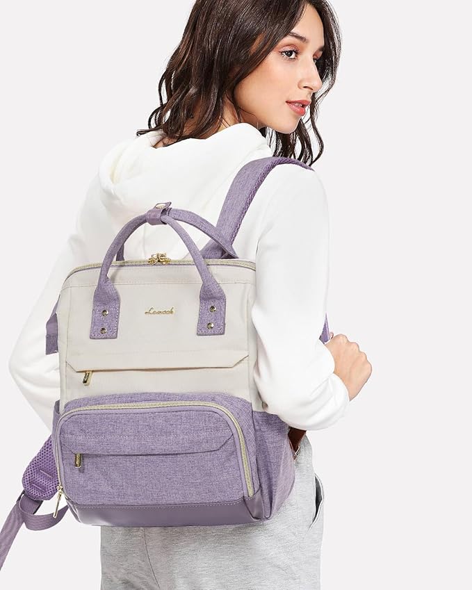 LOVEVOOK Mini Backpack for Women, Cute Small Backpacks Purse, Fashion Bag for Work Travel Gift, Lightweight Daypack, White-Purple