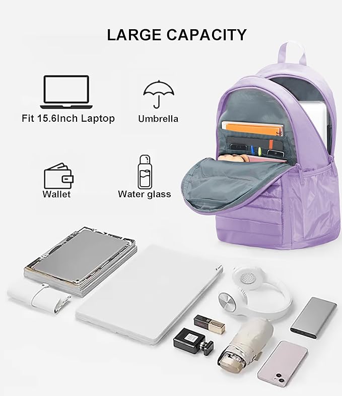 KEOFID Travel Backpack for Women, Womens Work Backpacks, Anti-theft Backpack Purse, Back pack for College Girls, Carry-On Travel Backpacks,Bookbag(Purple)