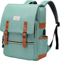 Modoker Eco-Friendly Vintage Laptop Backpack for Women Men,Travel Backpacks with USB Charging Port Fashion Backpacks for Working Women Fits 15.6Inch Notebook, Green