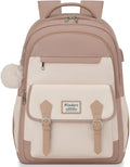 Student Laptop Backpack for College Teen Girls, Cute Middle High School Bag Women Bookbag Large Travel Back Pack Fit 15.6 Inch Laptop (Khaki Beige)