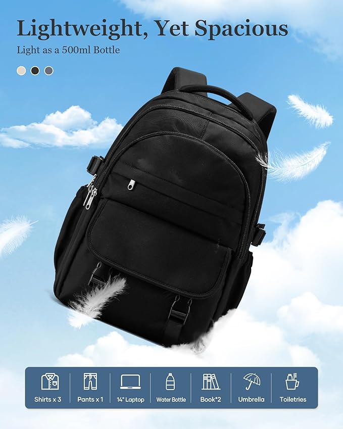 Black Waterproof Aesthetic Backpack For School, Cute High School Bookbag For Teen Girls Boys, Lightweight Casual Daypack Backpack For Women Men, College Backpack With Lots Of Pockets