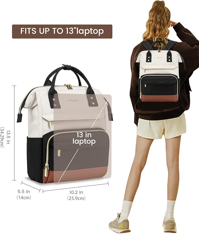 LOVEVOOK Mini Backpack for Women, Small Backpacks Purse, College Bookbag for School, Fashion Bag for Travel Work Gift, Lightweight Daypack, Beige-Black-Brown