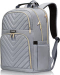 Laptop Backpack, School Backpack for Teen Girls, 15.6 Inch Quilted Work Backpack Purse, Large Anti-theft Bookbag for Students, Casual Daypacks for Women,Grey