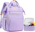Lunch Backpack, 15.6 inch Laptop Backpack with Insulated Lunch Bag, Backpack Cooler for Women, Large Travel Backpack Lunch Box Compartment, Work Computer Backpack, Teacher College Book Bag, Purple