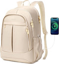 Hidds Travel Laptop Backpack for Women 15.6 Inch Computer Backpacks with USB Charging Hole Anti Theft Carry on Bag College Bookbag Large Back Pack for Work Business Travel Commuter Daypack-Champagne