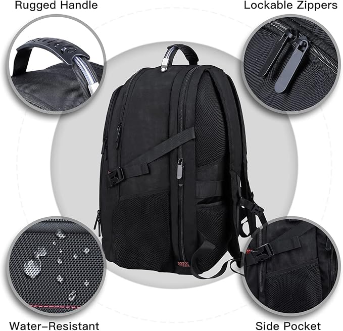 Extra Large Backpack, 18.4 Inch Travel Laptop Backpacks for Men Women, 55L Anti Theft Water Resistant College Bussiness TSA Airline Approved Work Computer Backpack, Black
