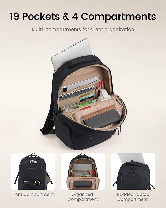 LOVEVOOK Laptop Backpack for Women with Giant Tumbler Holder - 15.6Inch Work Computer Travel Backpack with Laptop Compartment, Water Resistant, Cute Commuter College Teacher Nurse Purse Bag, Khaki