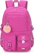 School Backpack for Girls & Women, Bookbag for Middle School & College, Large Travel Daypack for Laptop (Fuchsia)