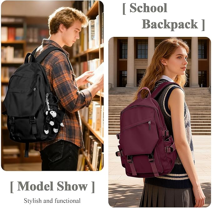 Casual Daypack Large upgraded version College Laptop Backpack for Men Women Water Resistant Lightweight School Bag Travel Rucksack for Sports High School Middle Bookbag for girls Size L(Dark grey)