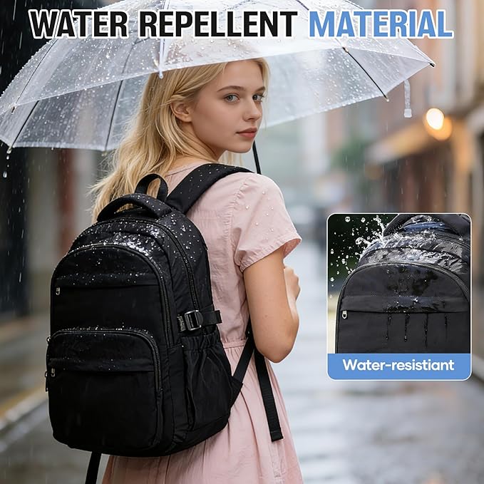 School Backpack For Girls Boys 14 Inch Laptop Backpack For Women Bookbag For Men Waterproof Lightweight Backpack For College Middle High School Bag Travel Daypack Black