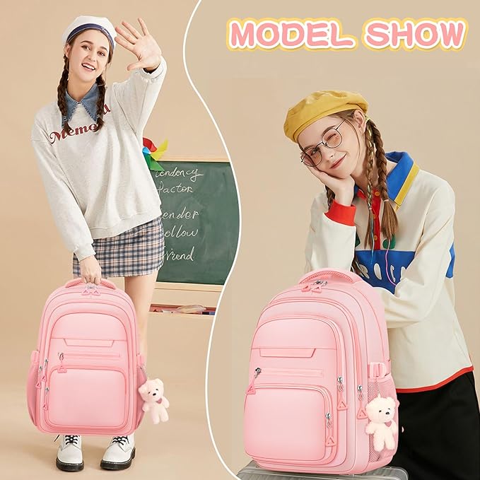 Cute Girls Backpack for School Kids Travel College backpack for Women Teen Pink Bookbags Aesthetic Laptop Bagpack