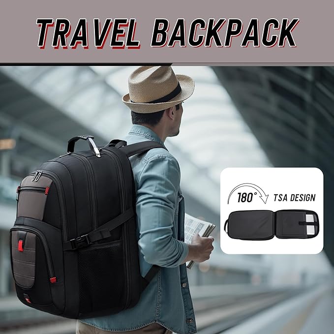 Z-MGKISS Travel Backpack, TSA Airline Approved, Travel Laptop Backpack with USB Charging Port, Large,Grey
