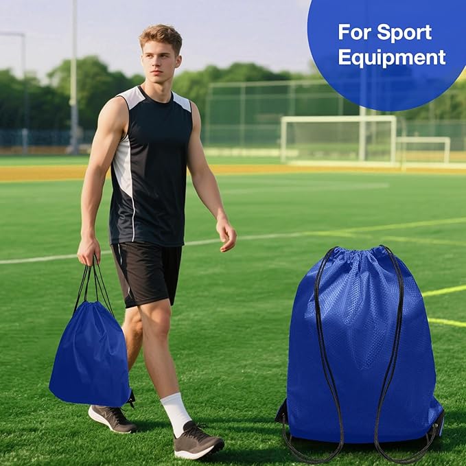 HIIXHC 2-Pack Blue Drawstring Backpacks, Cinch Bag, Lightweight & Washable Sackpack, Perfect for Gym, Sports, Travel - Men & Women,X-Large 22.4"x17.5"