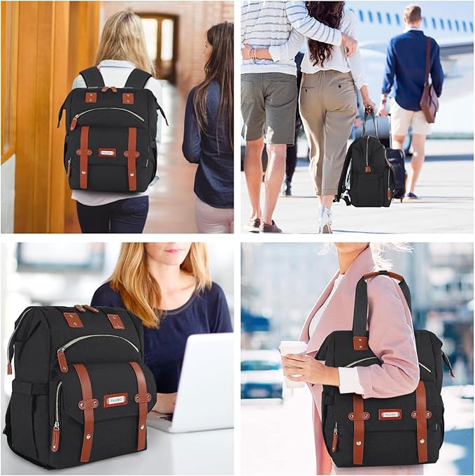 FALANKO Laptop Backpack for women, Doctor Teacher Work RFID Anti Theft Laptops Backpack with USB Charging Port, Wide Open College Travel 15.6 Inch Computer Bag for Men Women