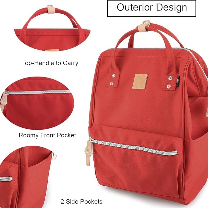 Himawari Large Travel Backpack with Laptop Compartment 17 Inch Roomy Doctor Bag College backpack for Women&Men-Not include USB Port (1882-Red&plus)