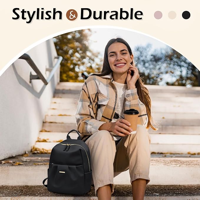 Backpack for Women, Small Cute Backpack Purse Lightweight Casual Daypack Backpack for Travel Mini Backpacks for Ladies College Work,9.7Inch,Black