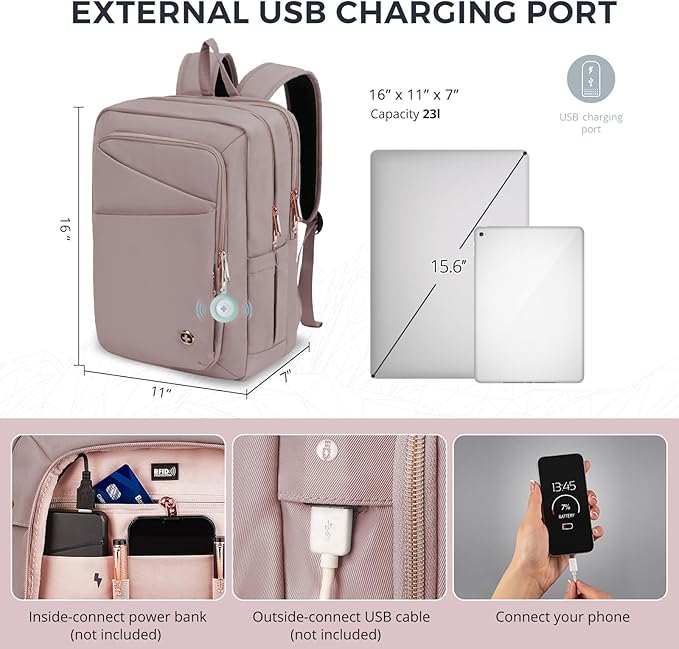 Swissdigital Design Travel Laptop Backpack for Women with Apple Find My，Business Bookbags with USB Charging Port,Cute Computer Backpacks for Work Business,Finder Color Random | SD1006F9507F-82