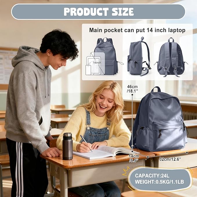 VECAVE School Backpack BluePurple Waterproof Bookbag Casual Lightweight Travel Rucksack Daypack Backpacks for Men Women College High School Bags backpack for Boys Girls Teens
