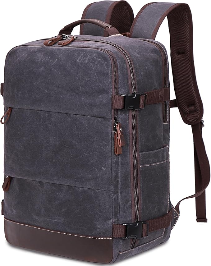 BOVIP Travel Backpack for Men Carry On Backpack Flight Approved Personal Item Backpack, 18.4 inch Laptop Backpack Casual Daypack Weekender Business Hiking Backpack, Black Gray