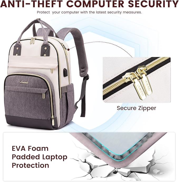 LOVEVOOK Laptop Backpack Women,Large Capacity 15.6 inch Laptop Bag Travel Backpack for Women,Computer Work College Teacher Backpacks with USB Port,Waterproof Personal Item Backpack Casual Daypack