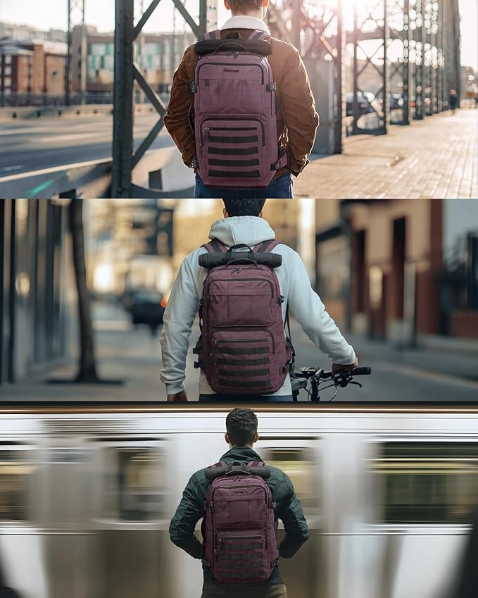 Gonex Travel Backpack, Large Carry-On Nylon Duffle Bag, 3-in-1 Convertible Laptop Bag for Men & Women, Durable for Work & Weekend Travel (Dark Red)