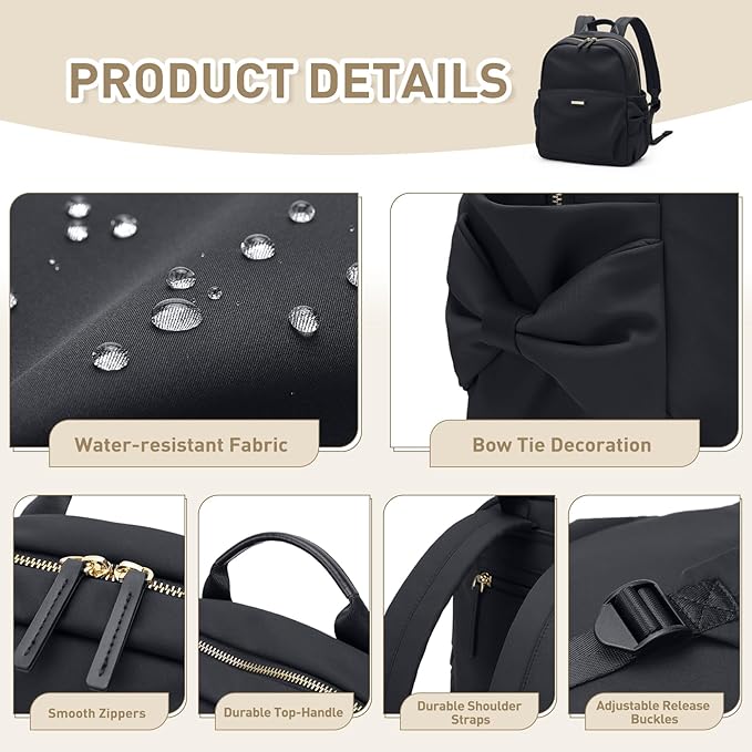 Mini Backpack for Women Small Backpack Purse Cute Stylish Lightweight Daypack for College Work Travel Party,12.9Inch,Classic Black