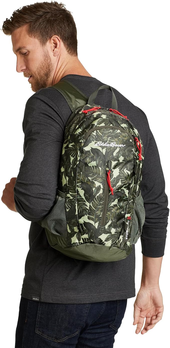 Eddie Bauer Stowaway Packable Backpack | Travel | Outdoor | Lightweight | Foldable | Durable | Ripstop Polyester | 20L - Port Red
