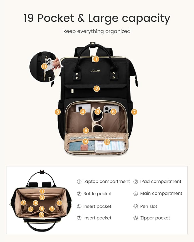 LOVEVOOK Laptop Backpack for Women with Giant Tumbler Holder Pocket,18 inch Waterproof Travel Backpack Purse Computer Laptop Bag,Professional Work College Nurse Teacher Backpack Daypack,Dark Green
